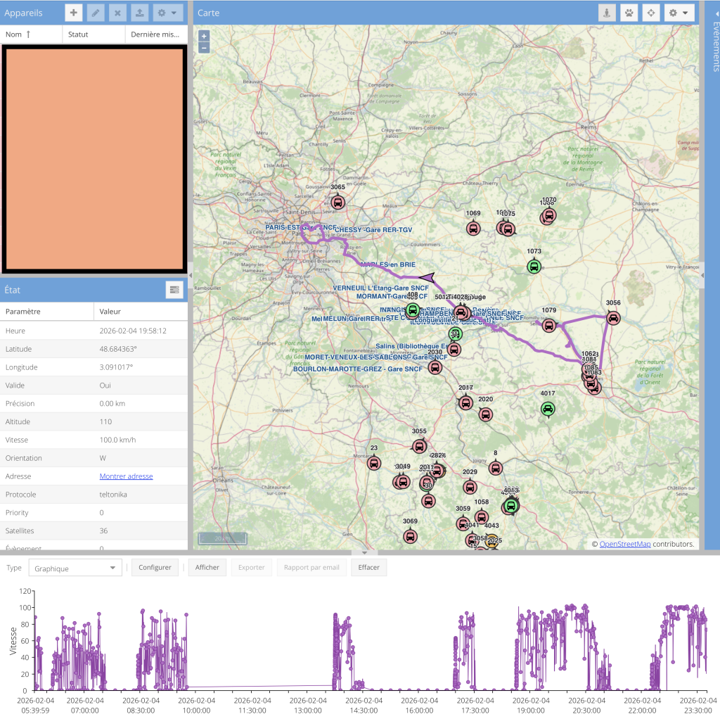 Carte ActiMap permettant à un opérateur de transport de suivre ses autocars en temps réel