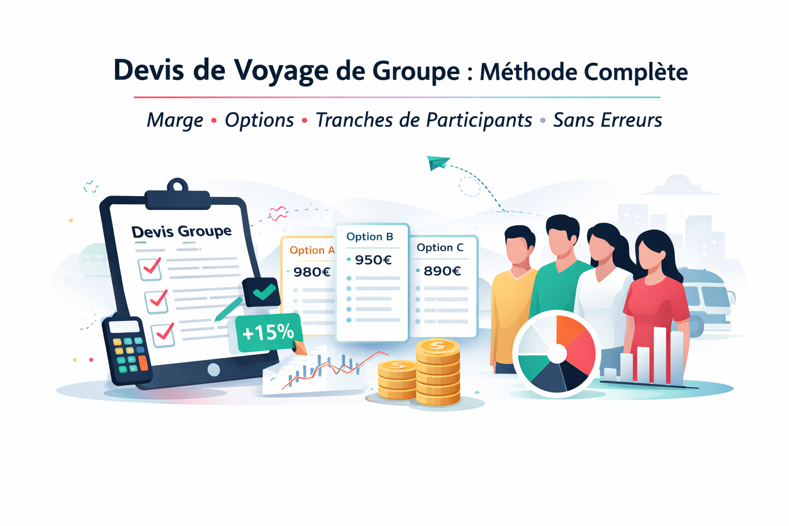 Devis groupe : méthode complète (marge, options, tranches participants)