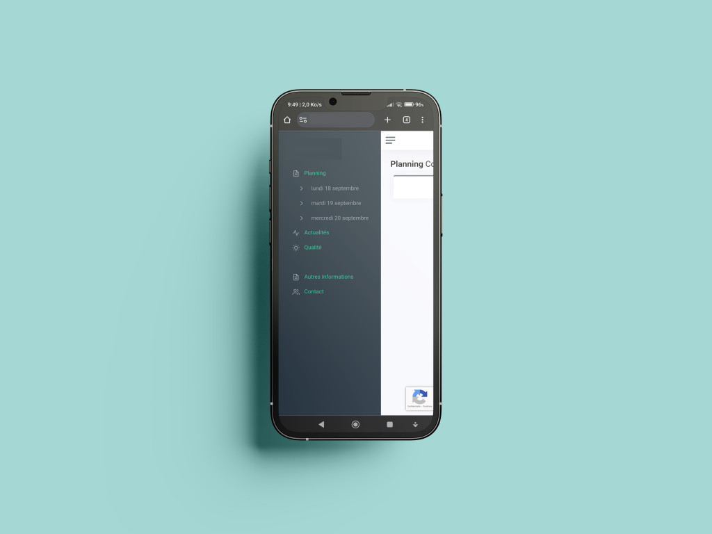Interface mobile du portail conducteur TAD permettant au conducteur de consulter les informations de son service sur smartphone